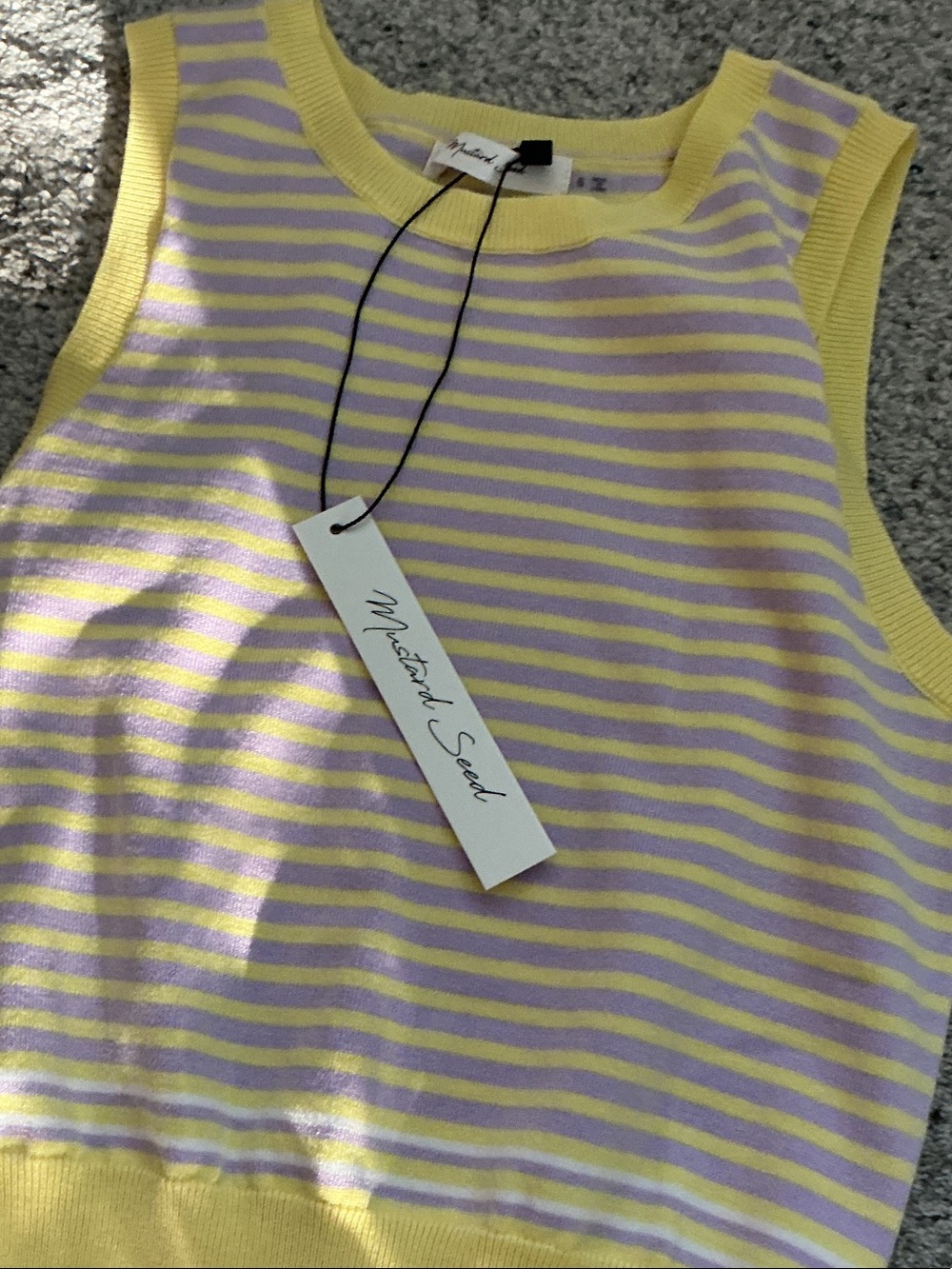 NWT Mustard Seed Knit Top + Skort Set ~ Yellow & Lavender Stripe - Picture 4 of 11